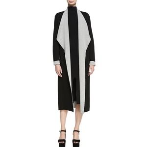 Alice + Olivia Lucila Open Front Long Duster Cardigan Black Medium